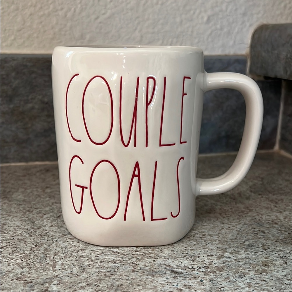 RAE DUNN White and Red Couple Goals Mug